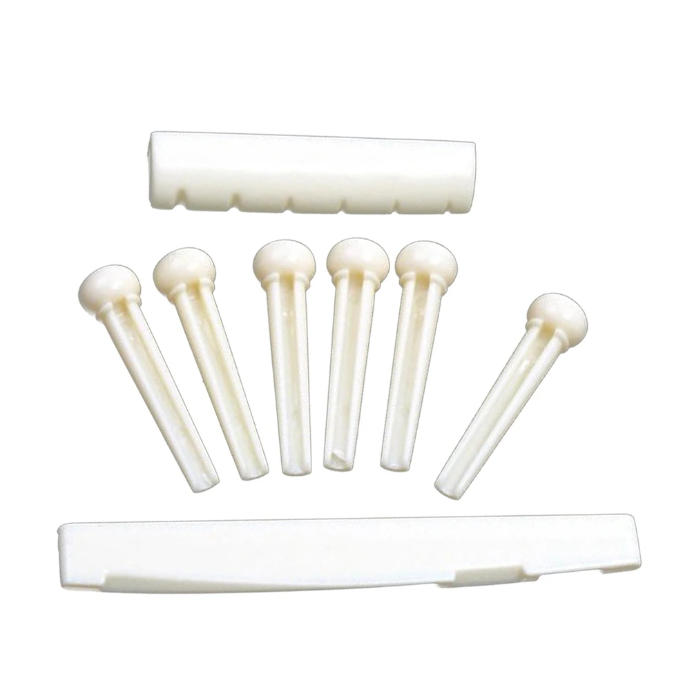 

Acoustic Guitar Bridge Saddle Nut Set Replacement Durable Abs Lightweight Standard Size Professional Guitar Parts Accessory