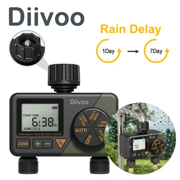 Diivoo 2 zone smart watering timer irrigation controller outdoor programmable garden water timer automatic watering system