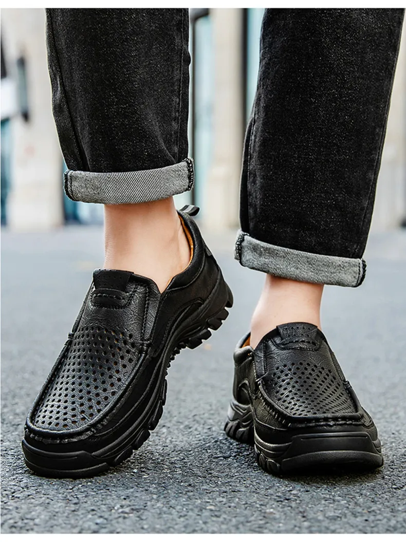 2026 Neue Herrenschuhe Echtleder Herren Slipper Hochwertige Atmungsaktive Herren Freizeitschuhe Outdoor Herren Sneakers Große Größe 48 – Detail 10
