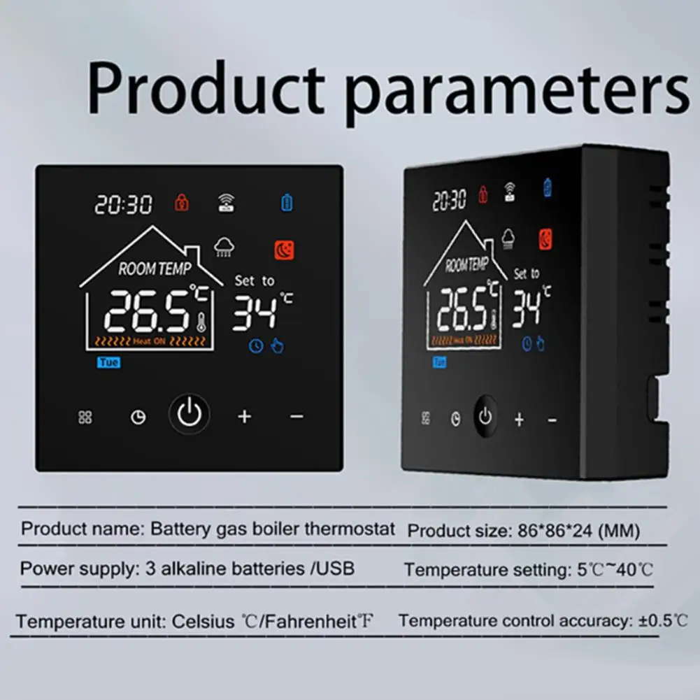 Termostato inteligente WiFi, controlador de temperatura, calefacción, caldera de Gas y agua, termostato controlador de temperatura de materia montado en la pared