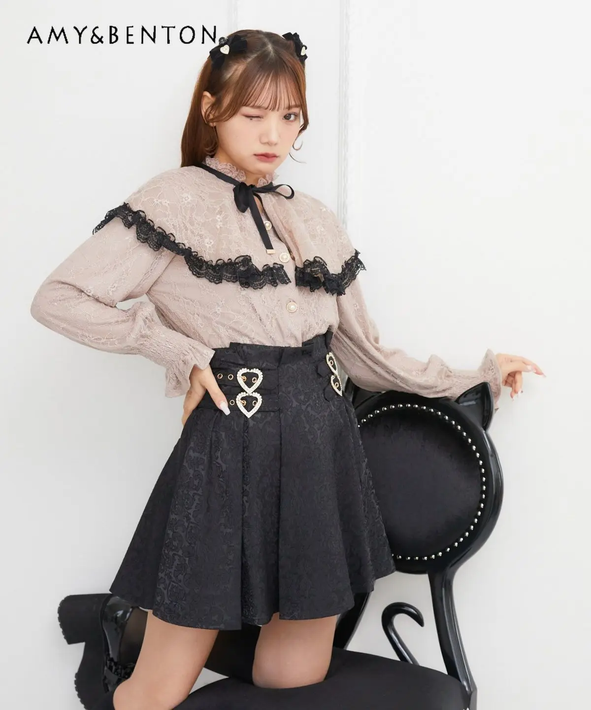 

Autumn New Japanese Lolita Cloak Flare Sleeve Blouses Women Mine Lace Bow Sweet Shirt Elegant Slimming Commuting Style Shirt