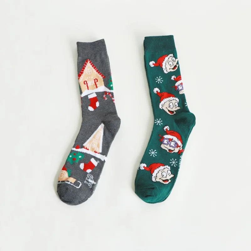 Unisex Christmas Socks Mid Calf Socks Cute Father Christmas Men's Cotton Socks Warm and Comfortable