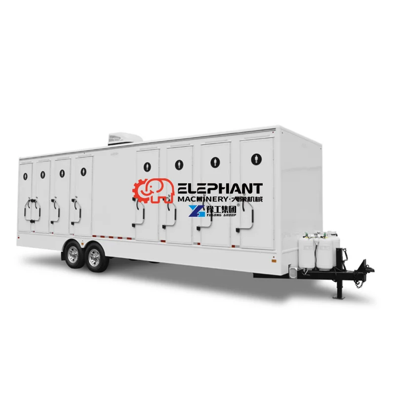 Mobile Plastic Luxury Toilets Mobile 2 Axle Portable Travel Shower Toilets Washroom Trailer for Sale