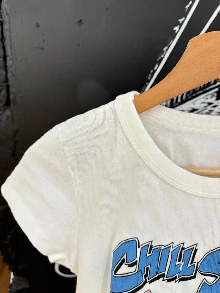 恐竜漫画プリントスリム Tシャツ女性新綿 O ネック半袖 Tシャツ夏アメリカンストリート原宿クロップトップス Y2k