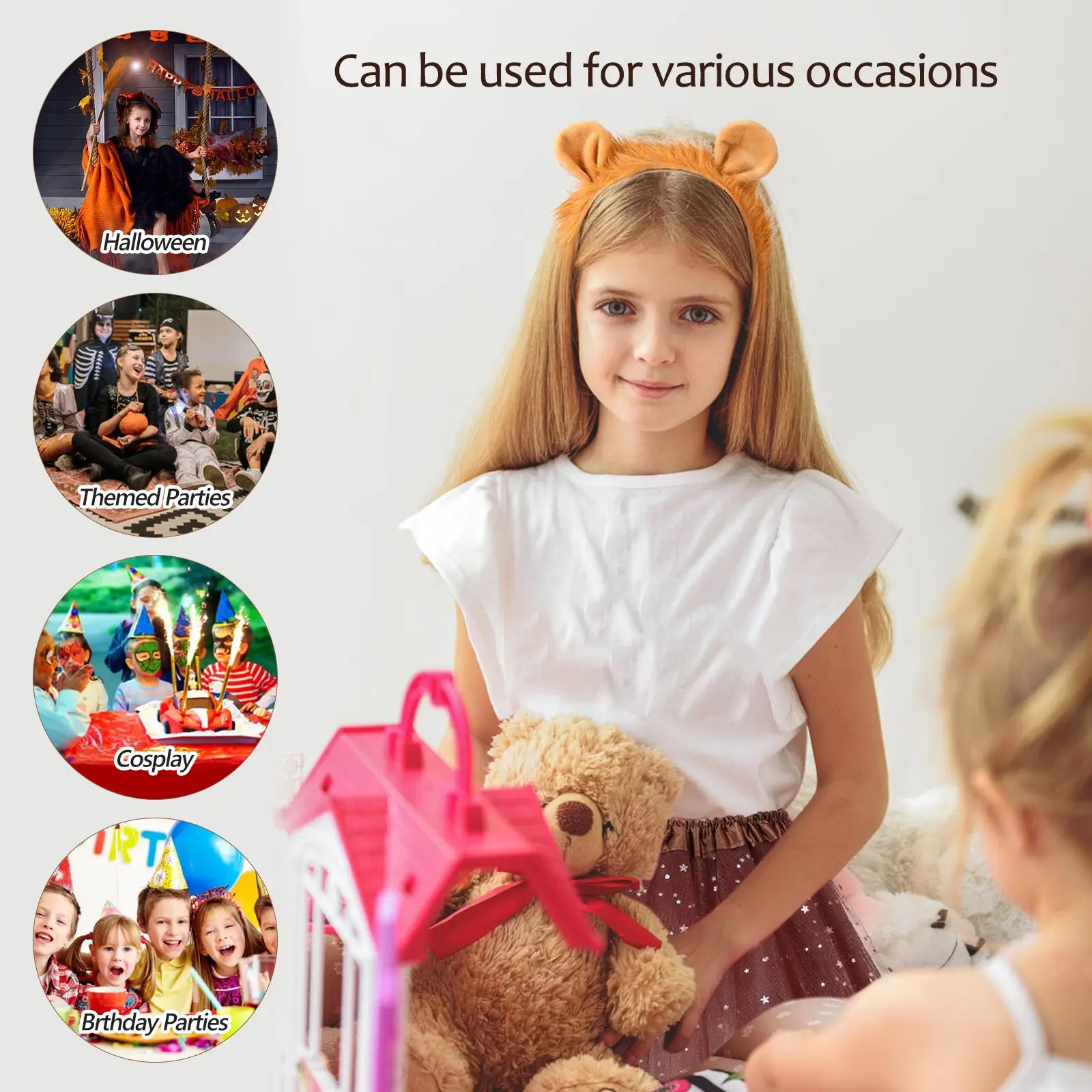 

Lion Character Costume 3Pcs Lion Headband Tail Skirt Girls Kids Accessories Halloween Carnival Animal Theme Party Cosplay Outfit