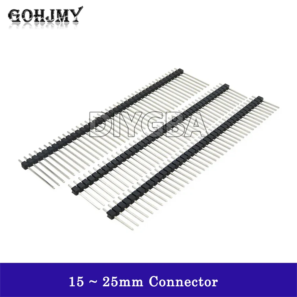 10PCS 1x40 2x40 Single Double Row Male Breakable Pin Header 40Pin Connector Strip For Arduino Black 2.54MM Length 15~25mm