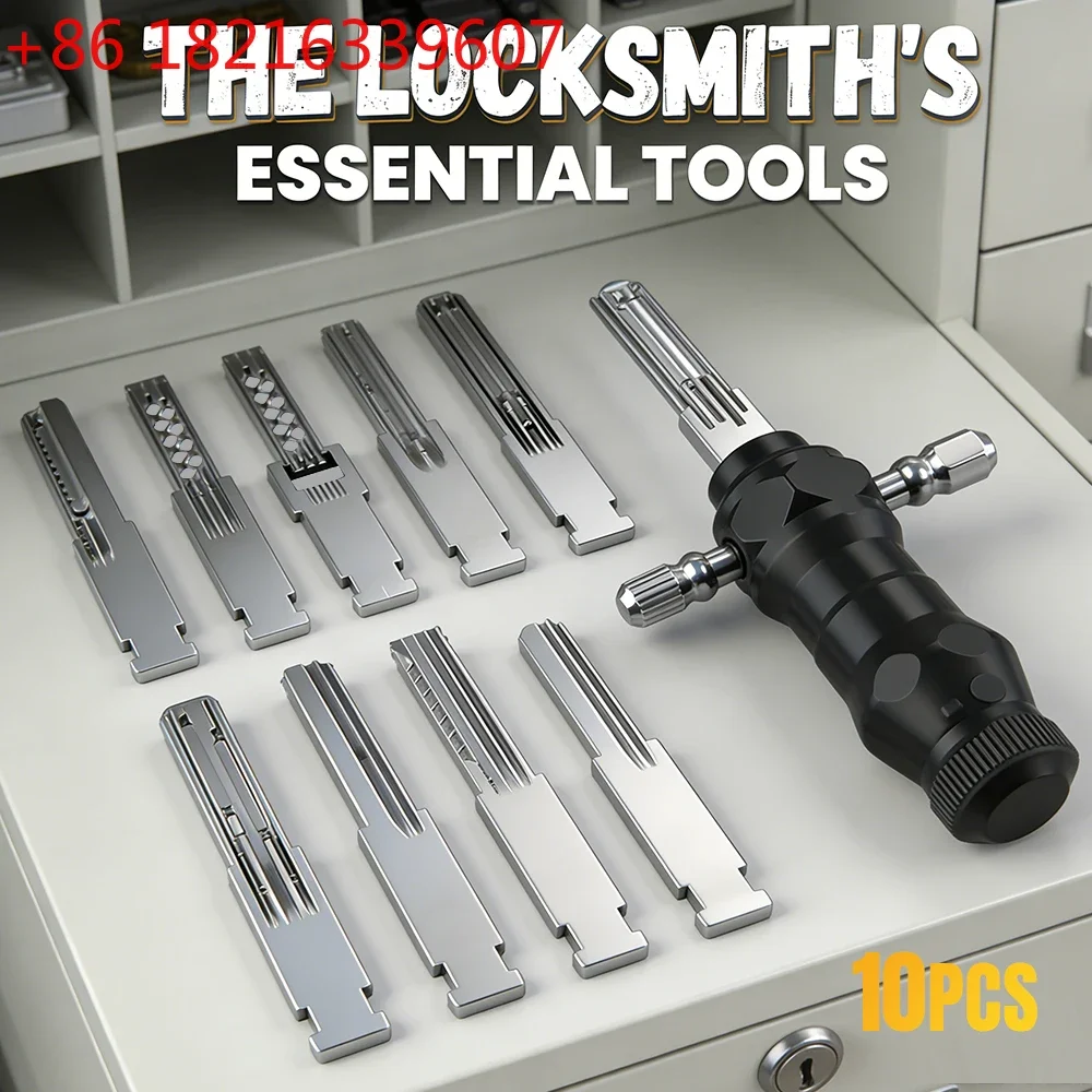 TAO Multifunctional 10pcs Lock Pick Set T-Handle Locksmith Tool Portable Lock Opener for Home Cabinet & Door Locks Lock Decoder