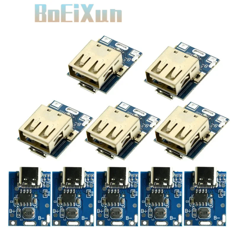 1-100PCS 5V Boost Step Up Power Module MICRO TYPE-C Lithium LiPo Battery Charging Protection Board LED Display USB