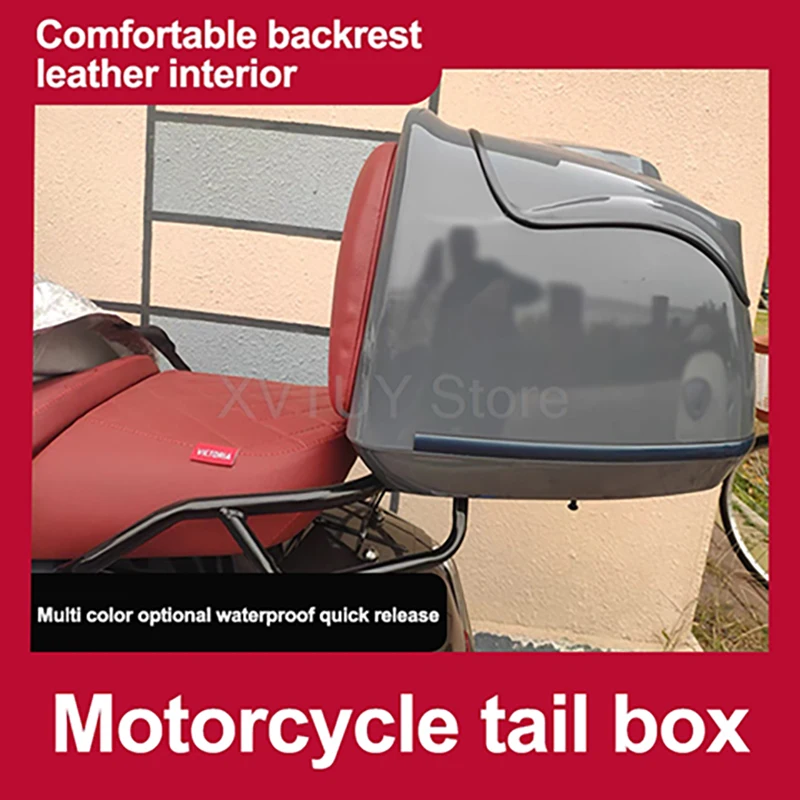 

38L Motorcycle ABS Tail Box High Strength Scooter Trunk Electric Bike Luggage Storage Rear Top Case Waterproof Lockable Tool Box