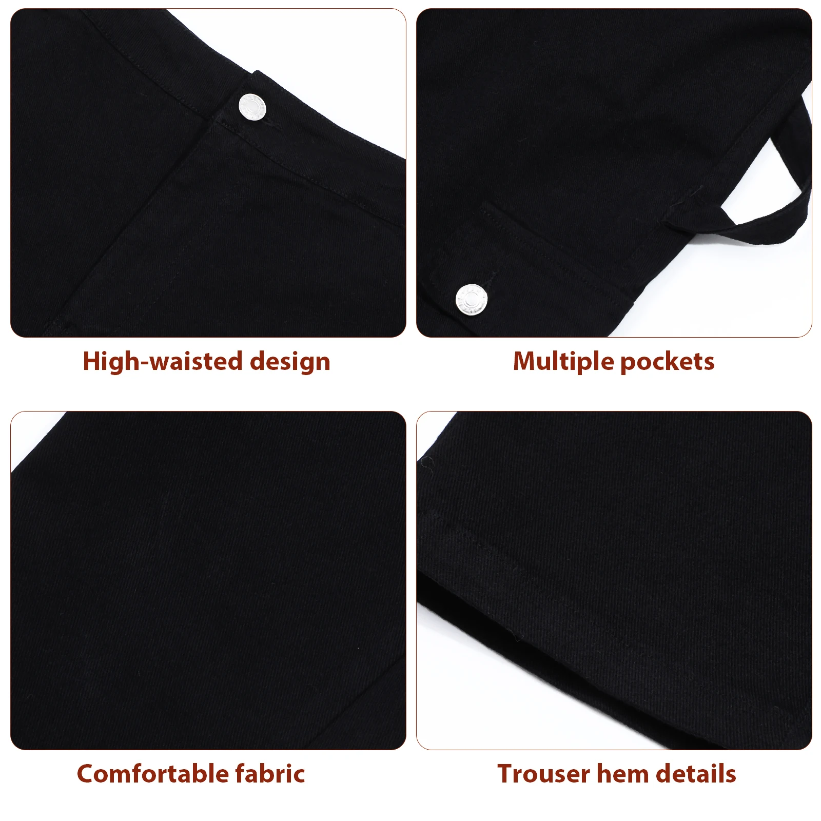 High Waist Cargo Pants Waisted for Women Jeans Trousers with Pockets Woman Girls