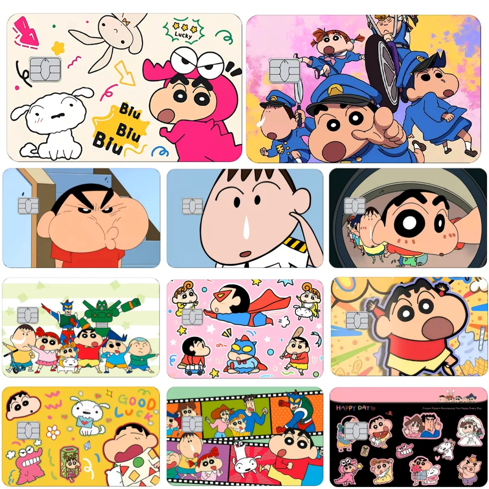 Kawaii Crayon Shin-Chan 2.5D HD PVC Film Tape Skin for Credit Debit Card Waterproof Scratch Resistant Stickers Small Chip Gifts
