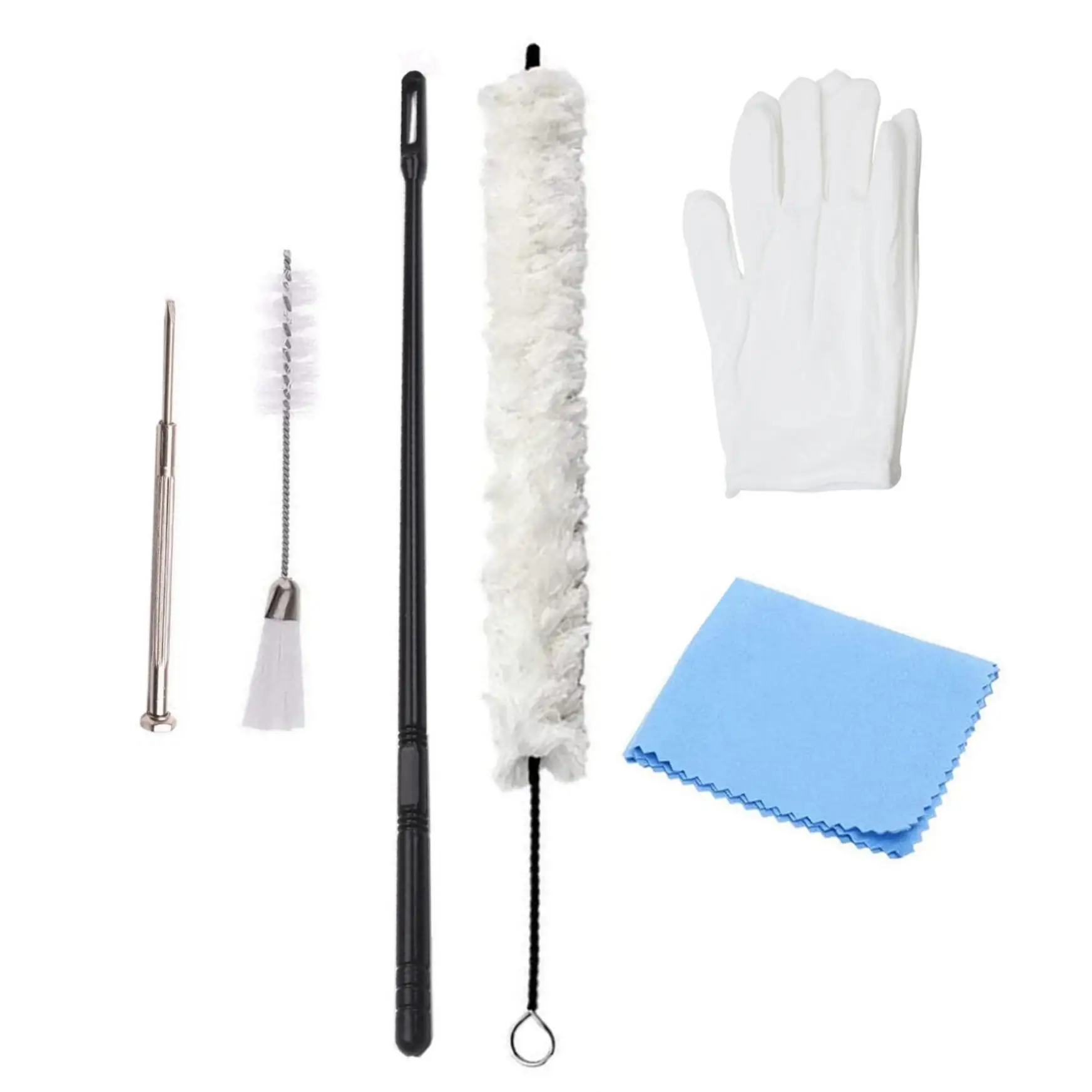 7Pcs Multifunctional Flute Saxophone Clarinet Flute Cleaning Kit with Cleaning Brush /Rod /Screwdriver /Gloves /Cloth