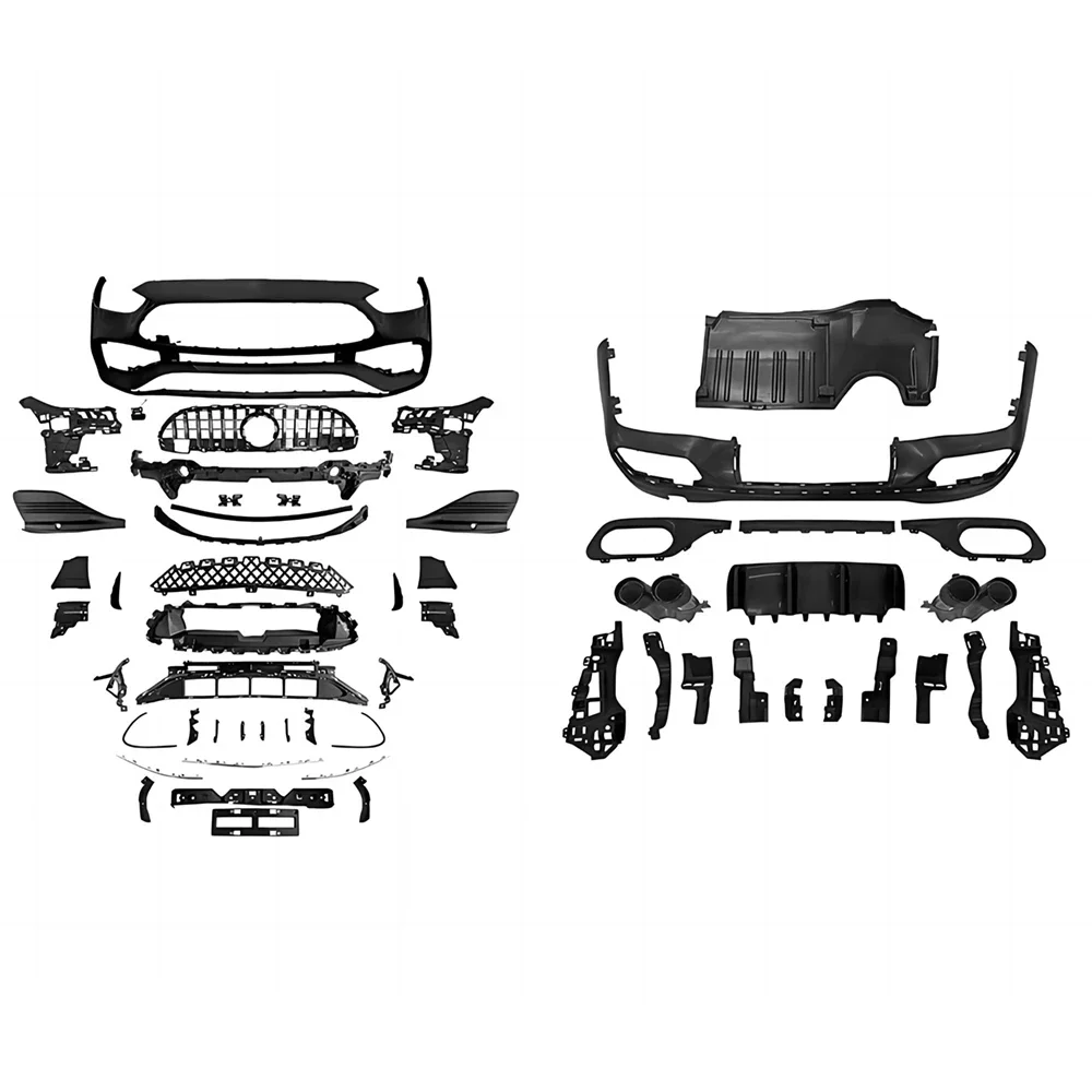 

Полный комплект кузова для Benz C Class W206 C180 C200 C300 C350 21-24 Обновление в стиле C43 Передний бампер Задний диффузор для губ с глушителем