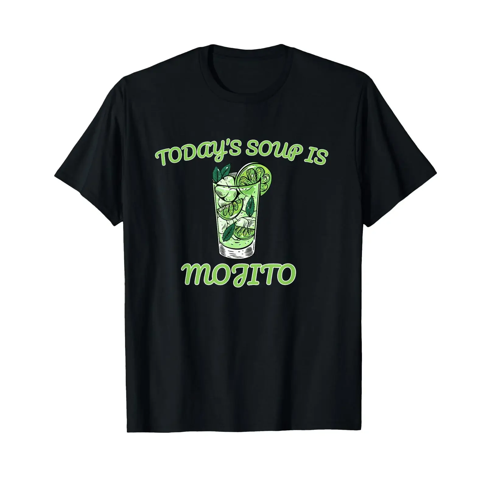 Today's soup is mojito Funny alcohol T Shirt vintage Washed Top For Everyday Wear Slightly homme Soft Stretched Comfortable