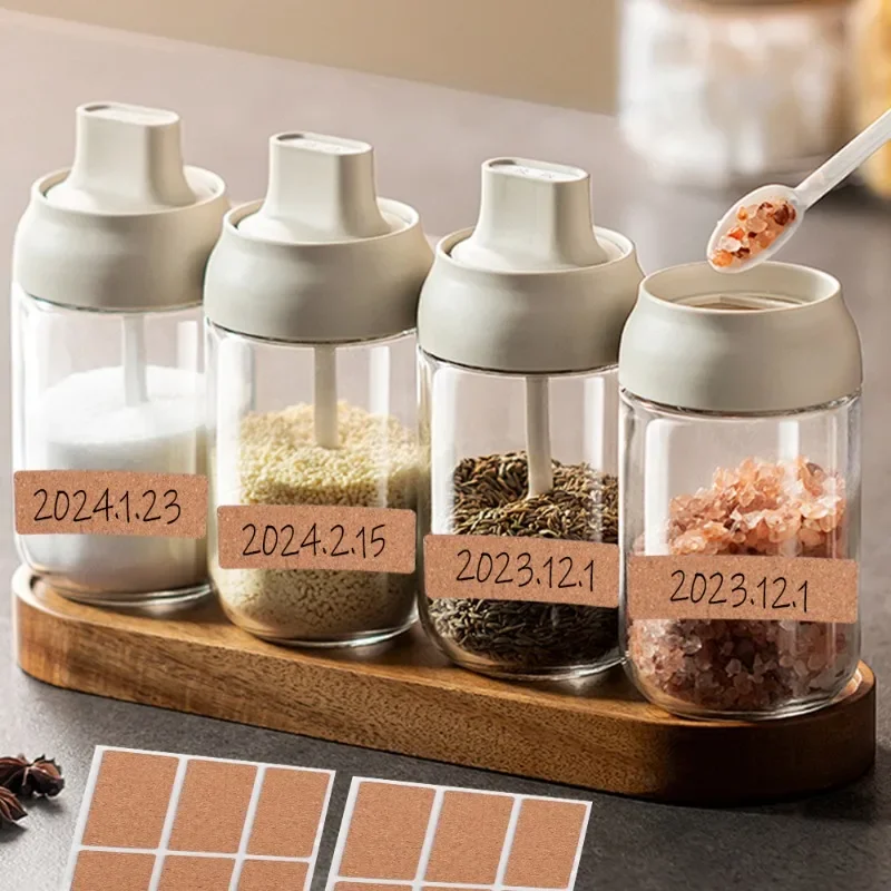 Self-adhesive Labels Stickers Craft Cork Waterproof Spice Bottle Jars DIY Tag Sticker Kitchen Sealing Label Set Office Supplies