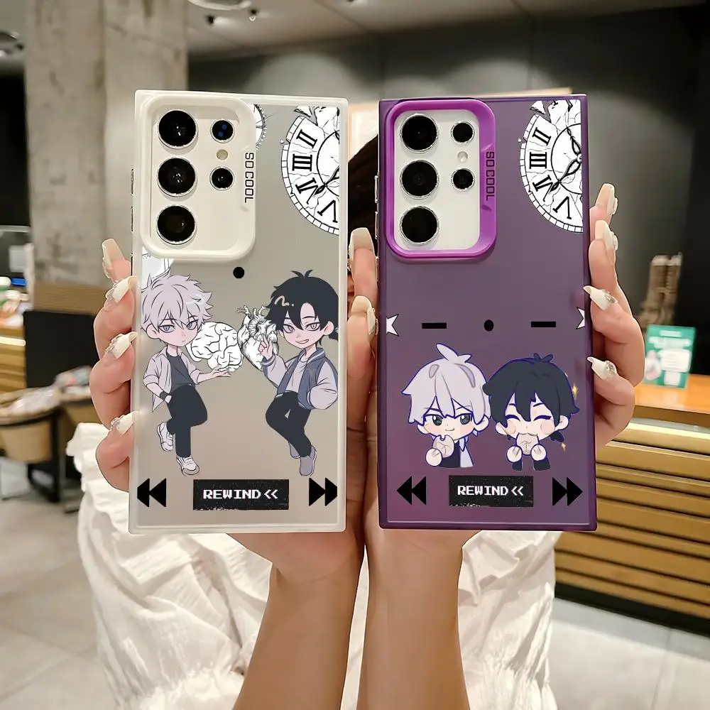 CUTE Link Click Phone Case For Samsung Galaxy S25 Edge S24 S23 S22 S21 S20 Ultra Silicone Colorful Silver Phone Case