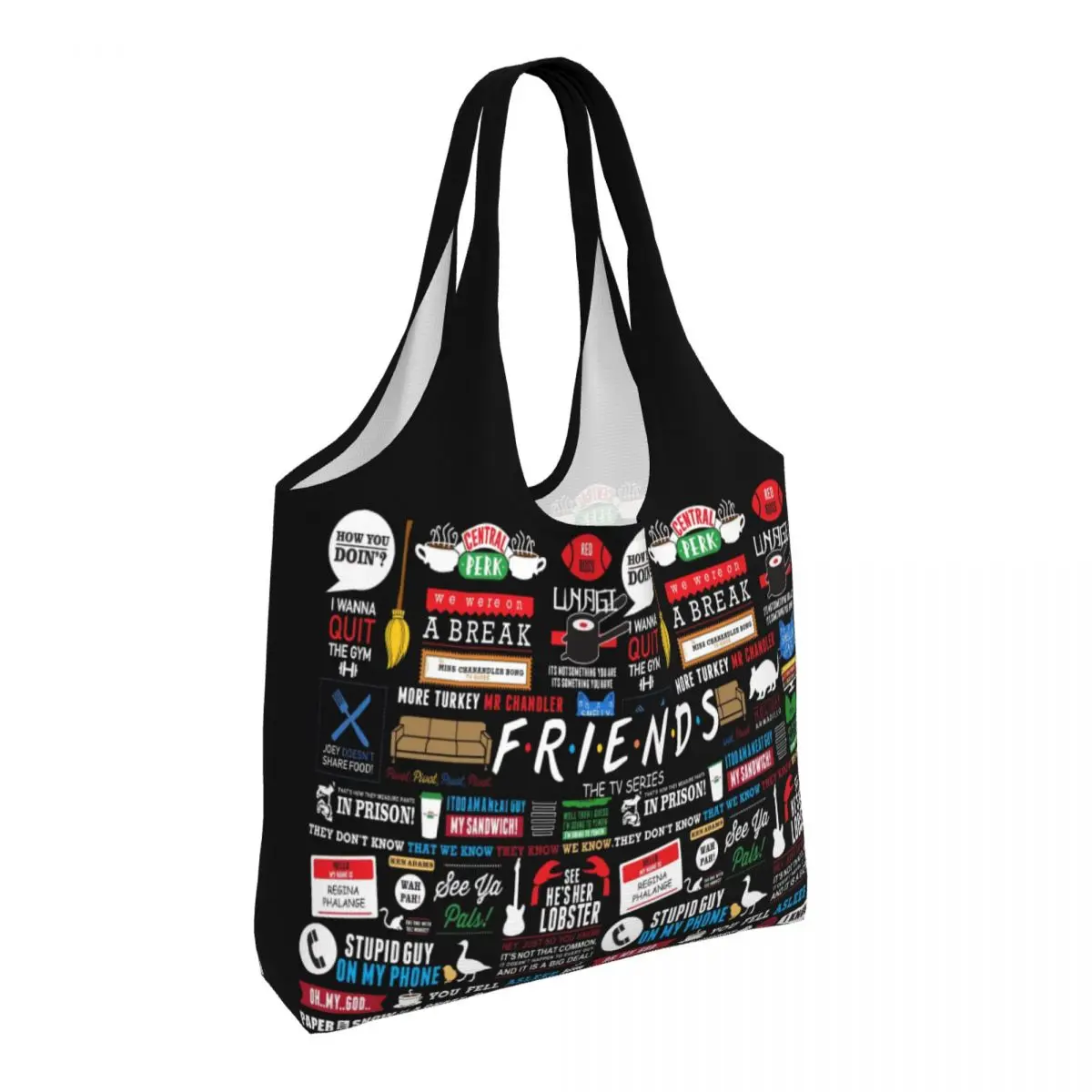 Amigos Colagem Compras Bolsas de Lona para Mulheres, Personalizado, Engraçado, Programa de TV, Grande Capacidade, Portátil, Mercearia, Bolsas Shopper Tote