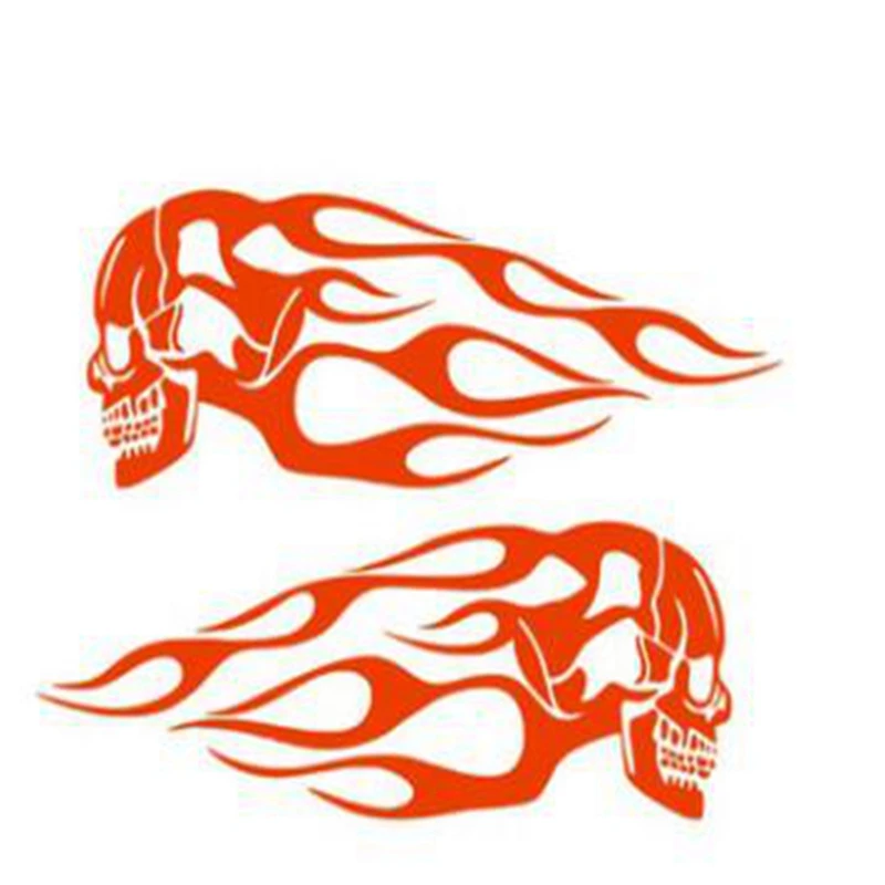 2pcs motorcycle general fuel tank flame sticker helmet sticker flame totem modification skull sticker personality garland