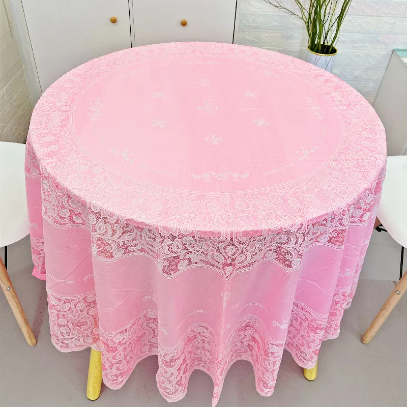 D84 large round table cloth round round table cloth waterproof anti-scalding folding round table plastic round table