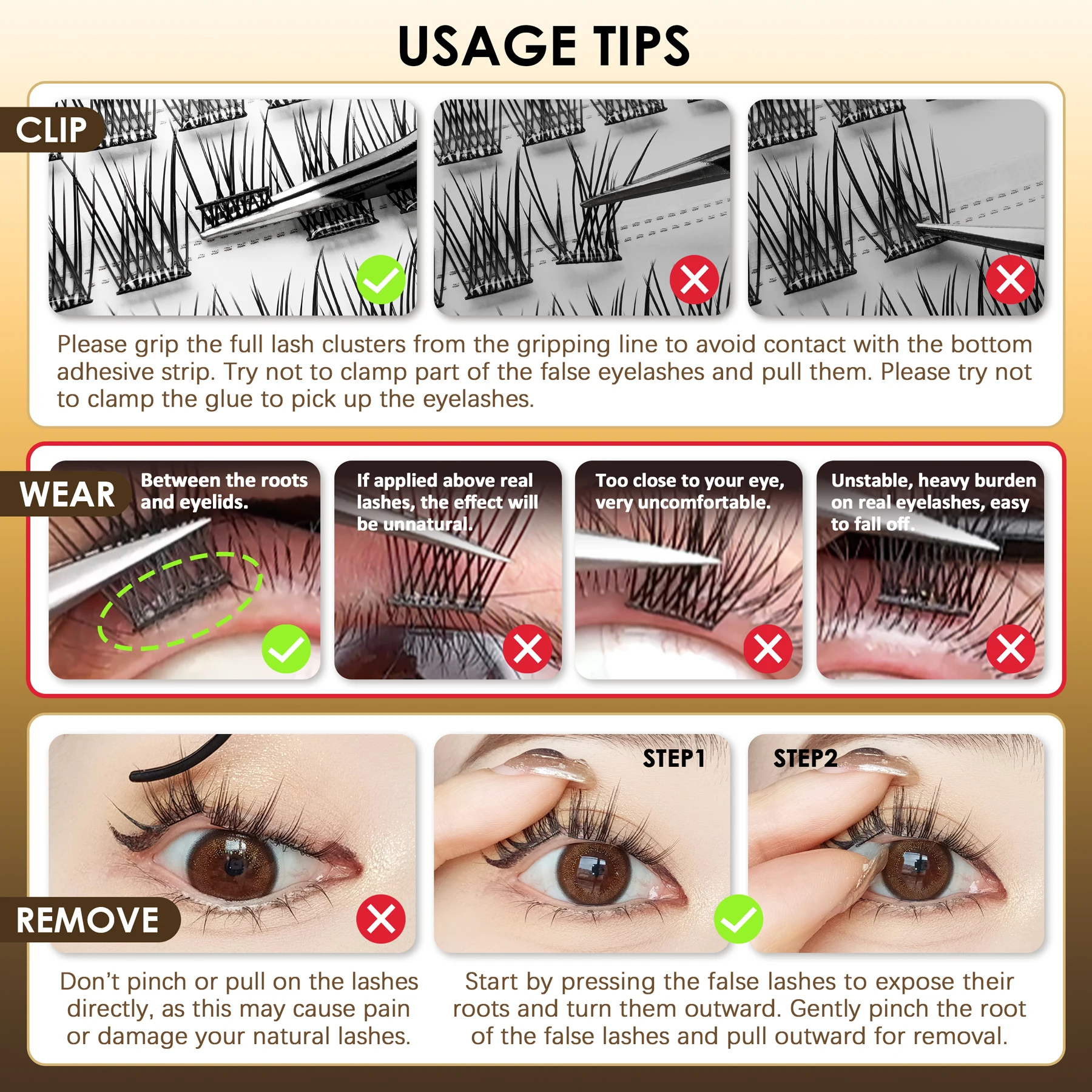 [Seedew] 108Pcs Natural Style Self Adhesive Eyelashes NO Glue Needed Cluster Lashes DIY Lashes Extension Individual Lashes