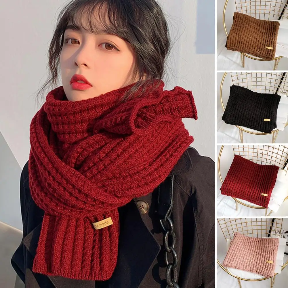 Knitted Scarf For Women Winter Solid Color Long Warm Shawl Women\'s Warm Knitted Spring Unisex Thickened Warm Winter Scarf