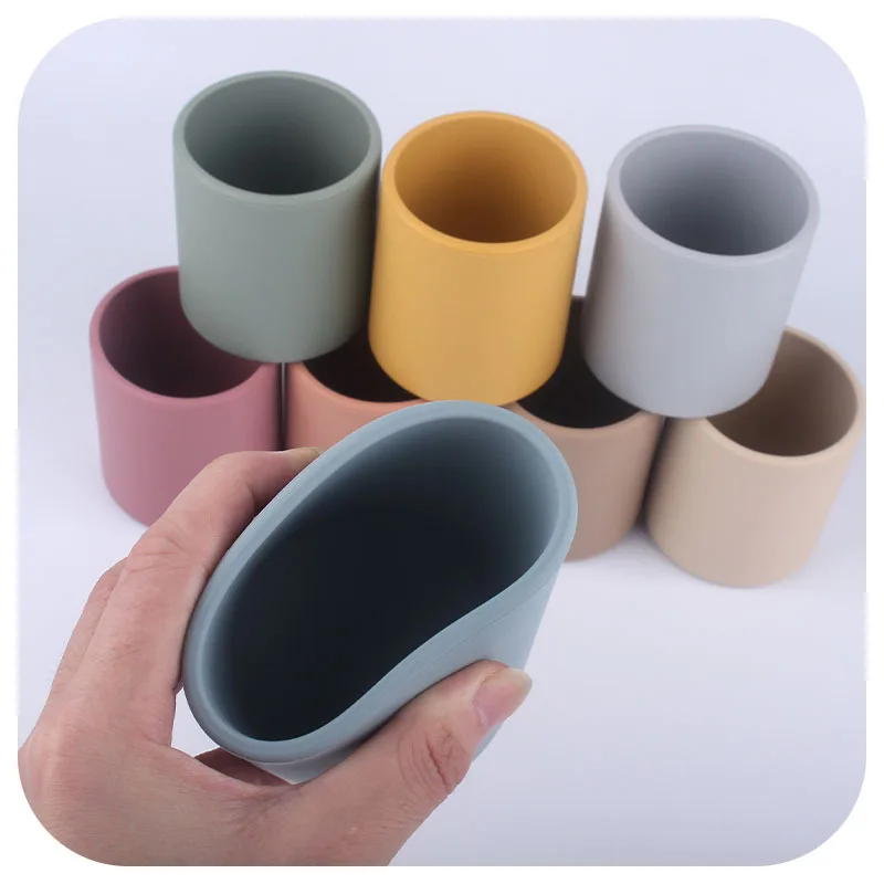 Food Grade Silicone Baby Water Cup Soft Elastic Snack Container Infant Learn to Drink Tableware Anti Scalding Milk Liquid Feed