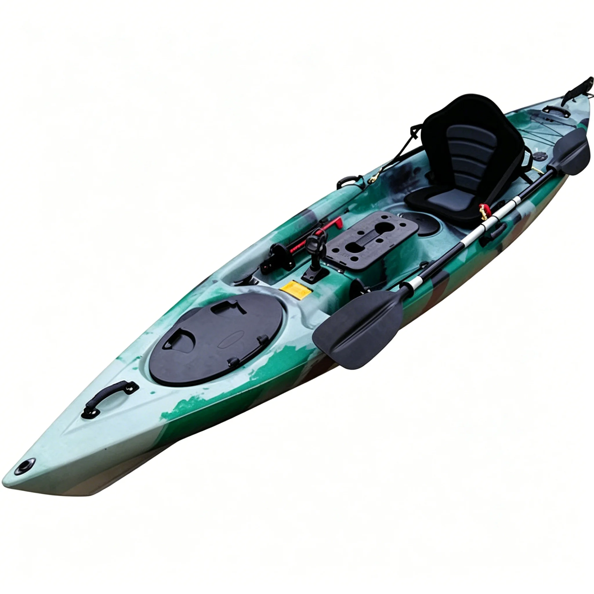 Single Person Polyethylene Pedal Drive Fishing Kayak Durable Watercraft With Rod Holders And Storage Hatches For Sea Lake
