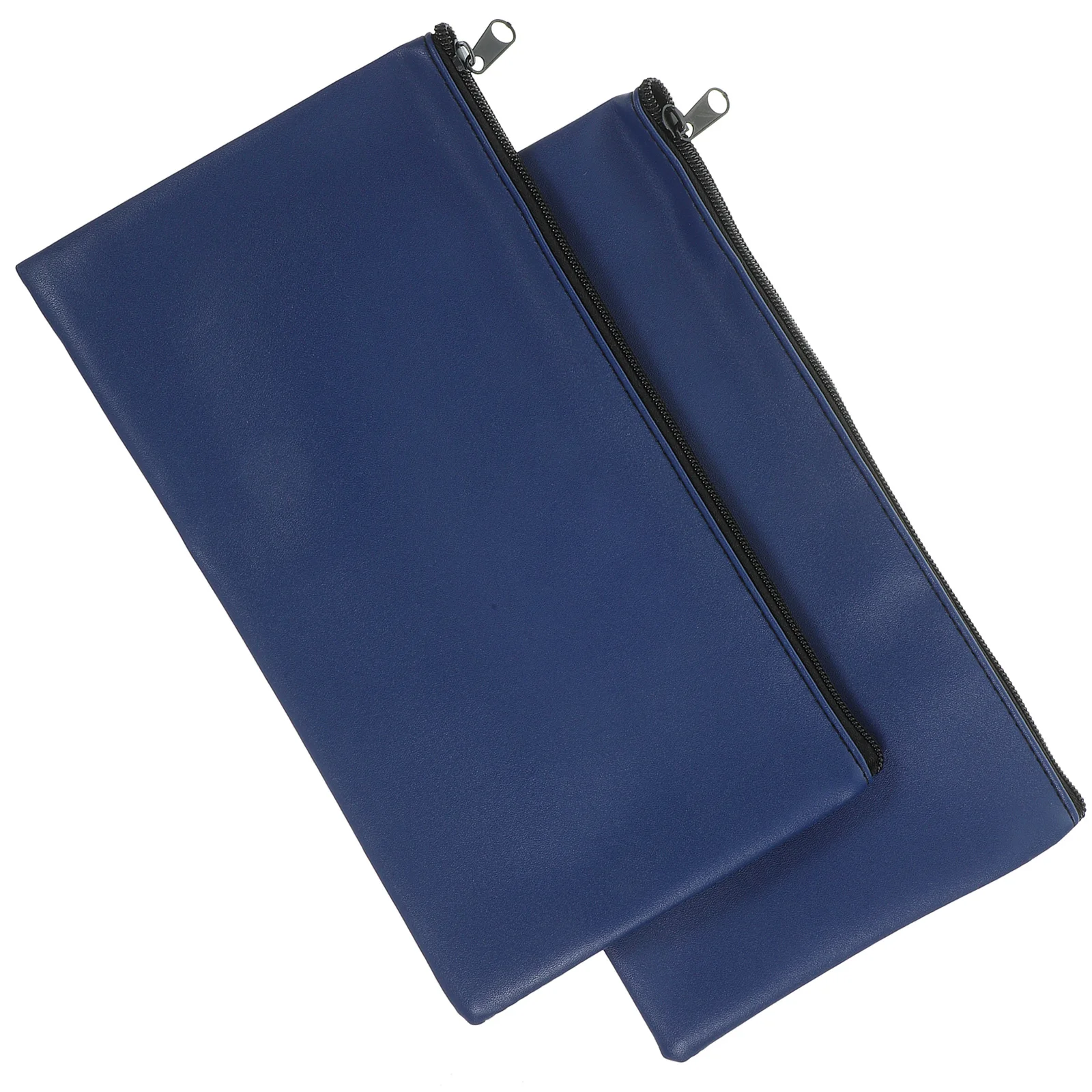 2pcs Pu Cash Bag For Receipts Money Organizer Zippered Pencil Pouch Storage Holder For Travel Work Documents Budgeting