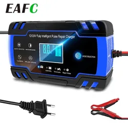12-24V 6/8A Caricabatteria completamente automatico Display LCD digitale Caricabatteria per auto Caricabatterie per riparazione impulsi di potenza Acido al piombo secco e bagnato