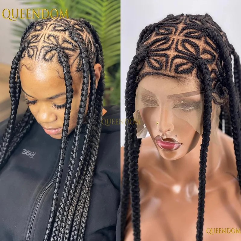 

36" Synthetic Wig Butterfly Box Braided Wigs Lace Front Wigs for Women Transparent HD Lace Wigs