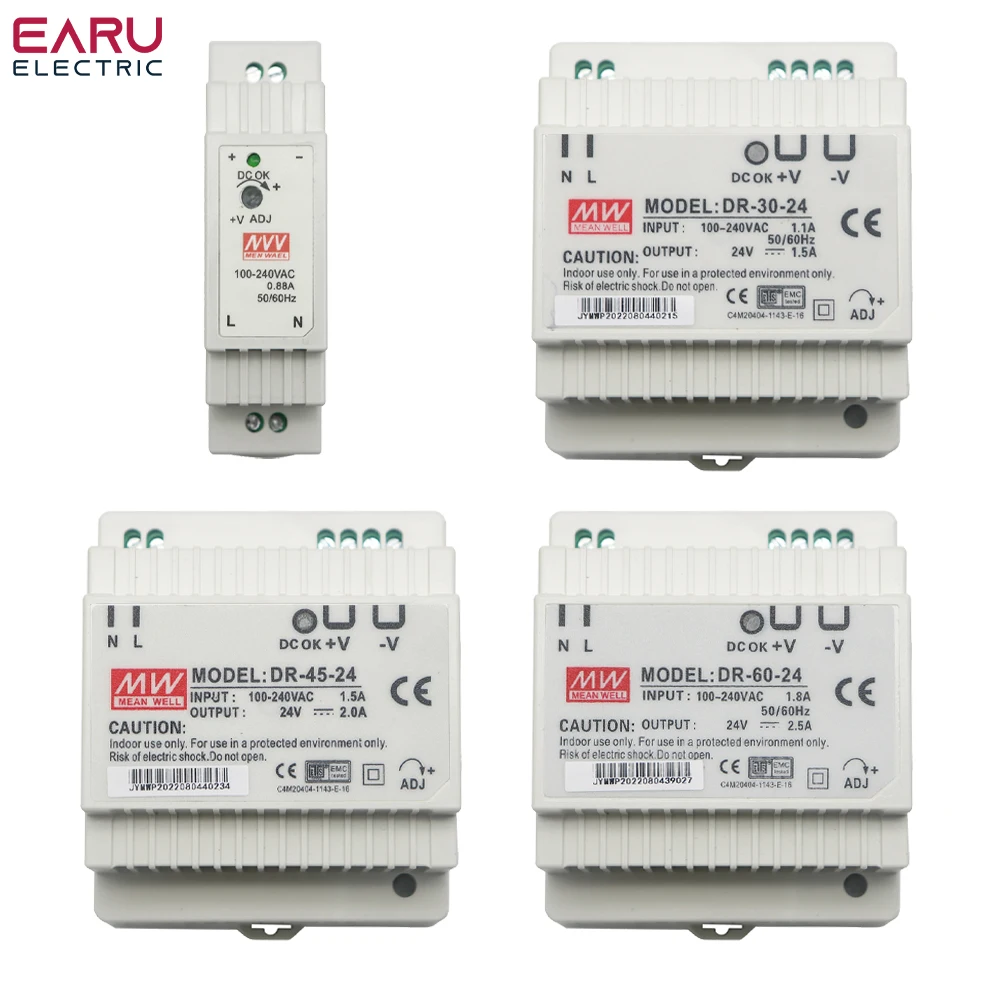 15W 30W 45W 60W Single Output 5V 12V 15V 24V Industrial Din Rail Power Supply Switch DR-15 DR-30 DR-45 DR-60 -5/12/15/24