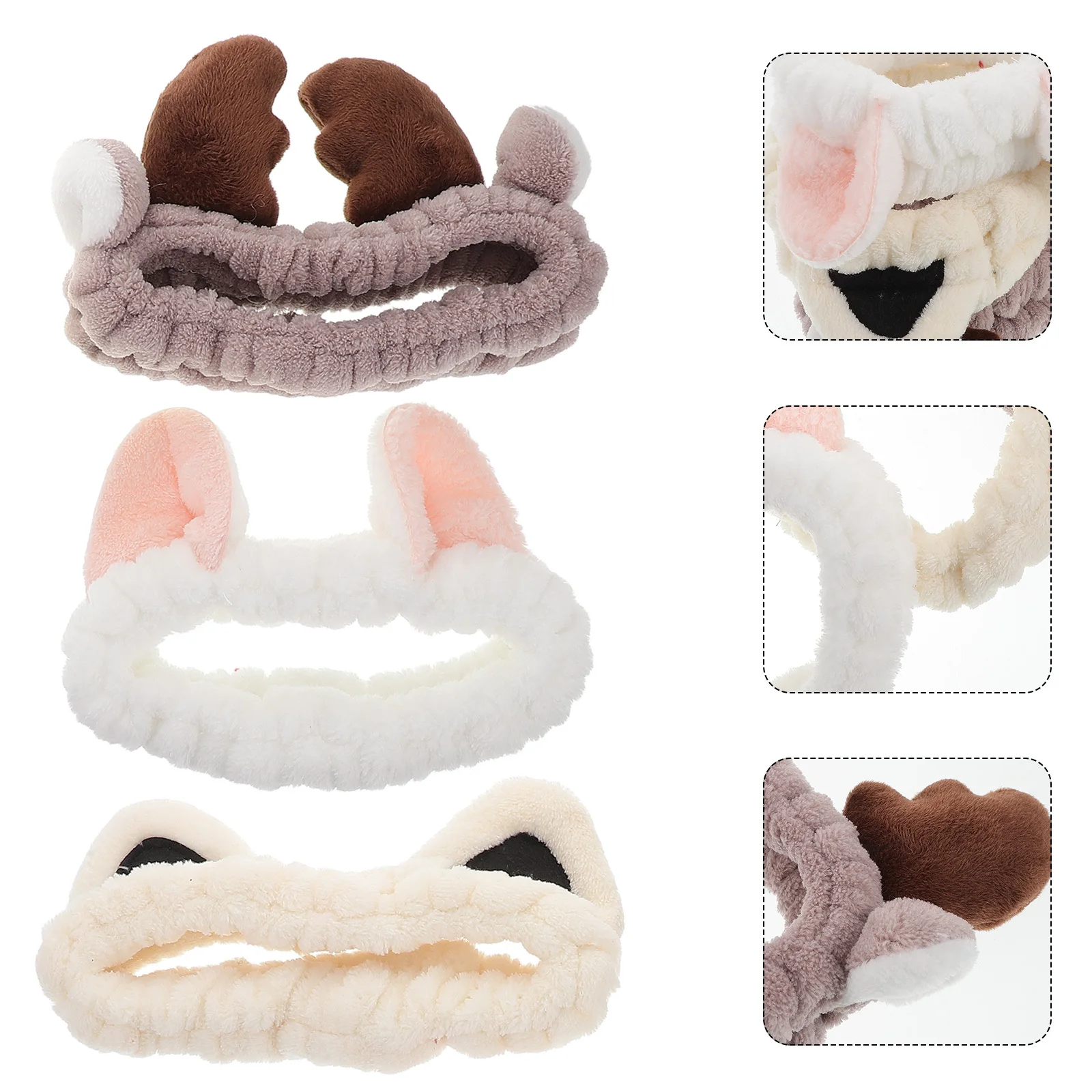 

3Pcs Cute Cat Hairband for Face Wash Skincare Routine Soft Elastic Band for Women Spa Makeup Facial Beauty Accessory