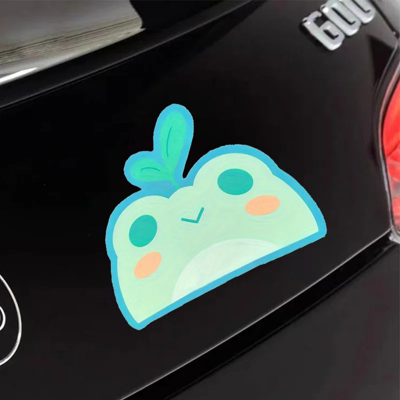 Peeping Cute Leaves, Frog Window Stickers, I Laminate Die Cut Waterproof Car Decals, Vinyl Cartoon Car Stickers