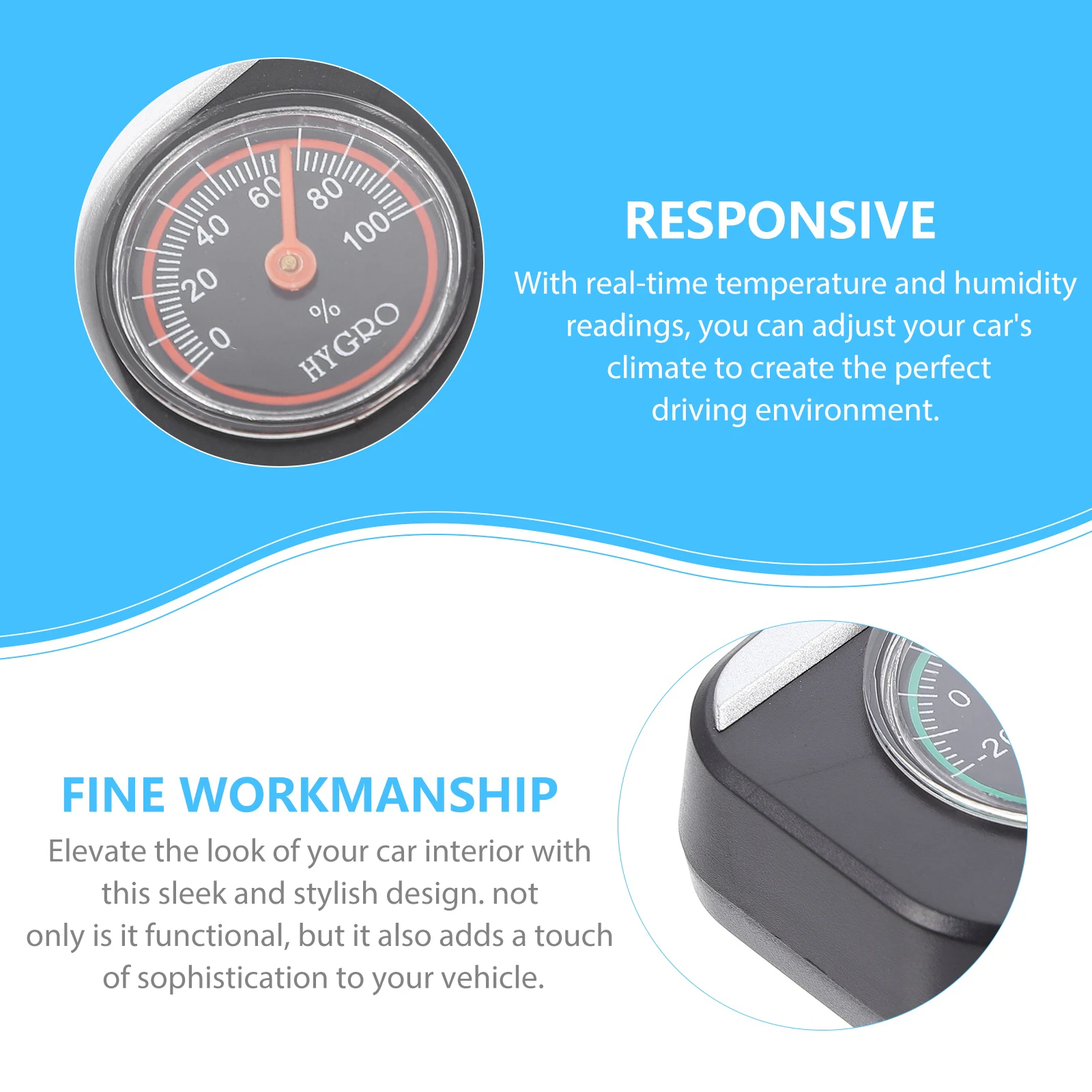 

Car Guide Ball Thermometer Hygrometer Compass Decorations Dash Abs Vehicle Navigation Tool Car Ornament Temperature Humidity