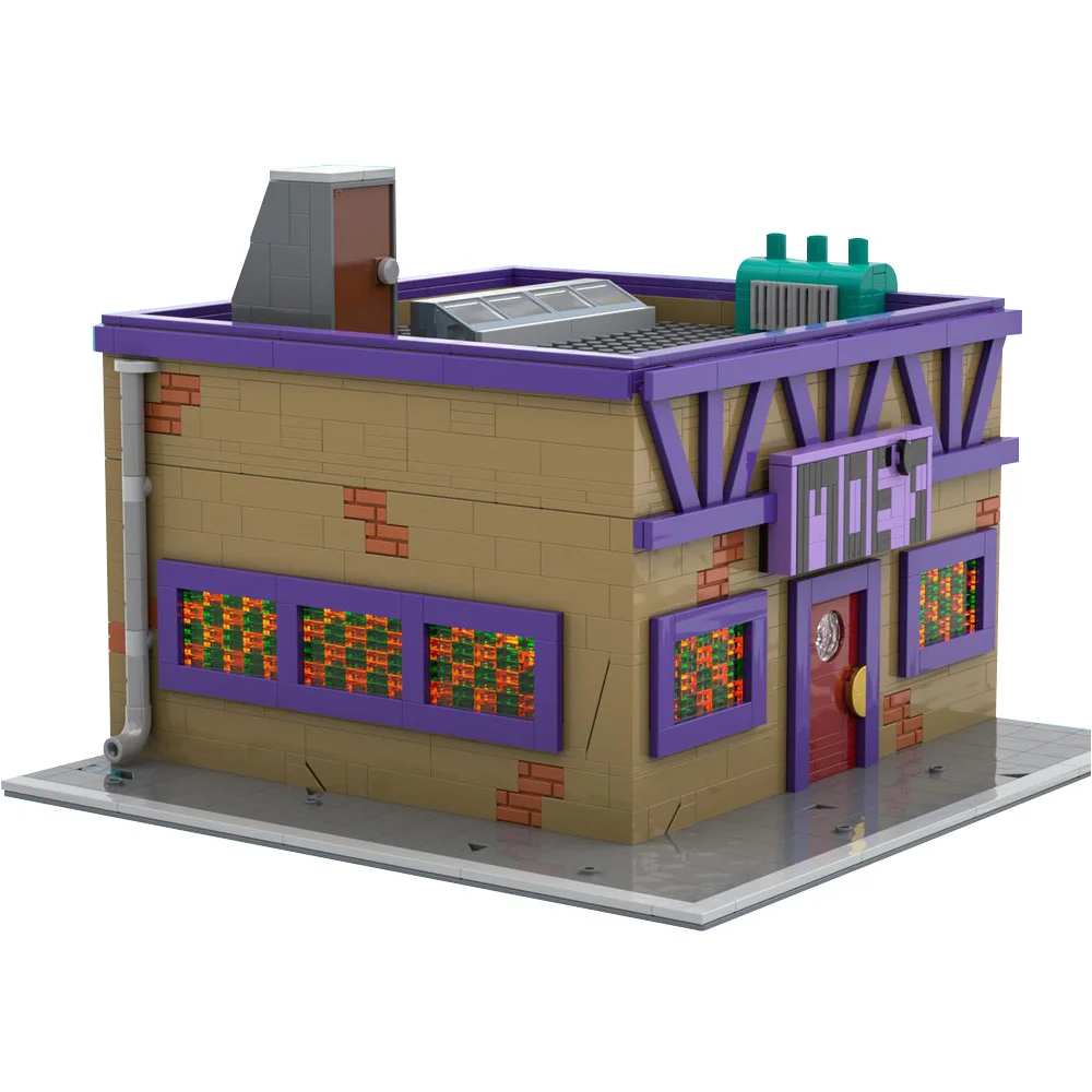 Gobricks MOC Simpsoned Modular Moe's Tavern Bricks Model Springfield’s Venue Modular Moe's Tavern Bar Building Blocks Toys Gift