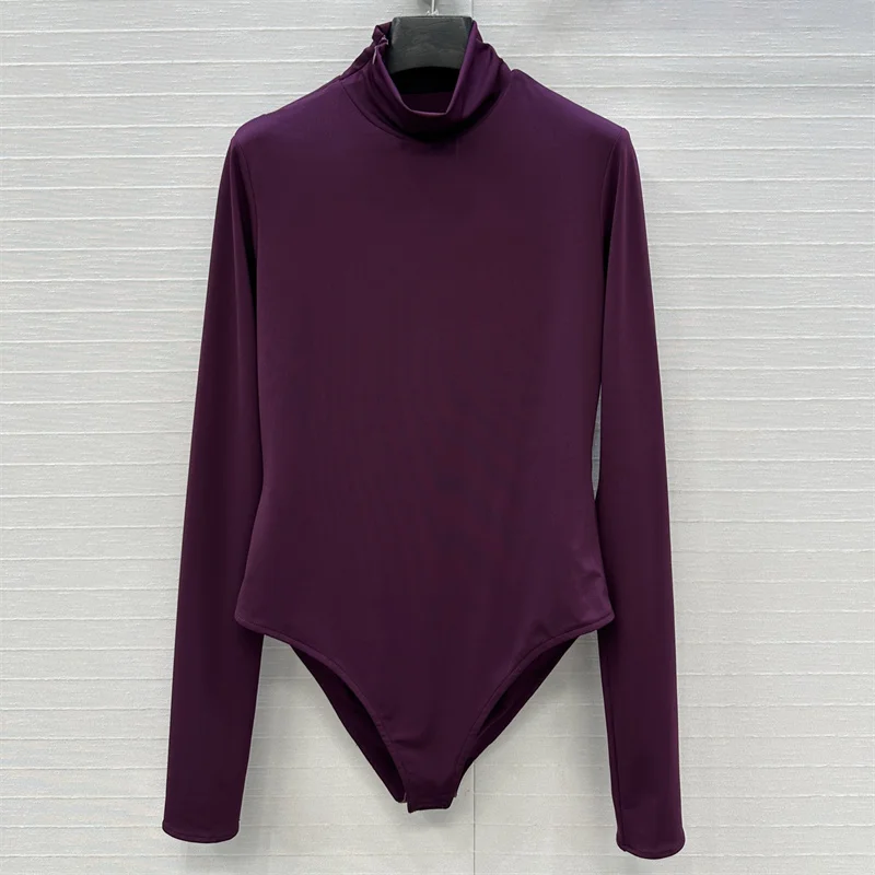 Body mujer 2025 invierno nuevo elástico ajustado cuello alto manga larga top en forma de corazón hueco espalda descubierta mujer body y2k corsé