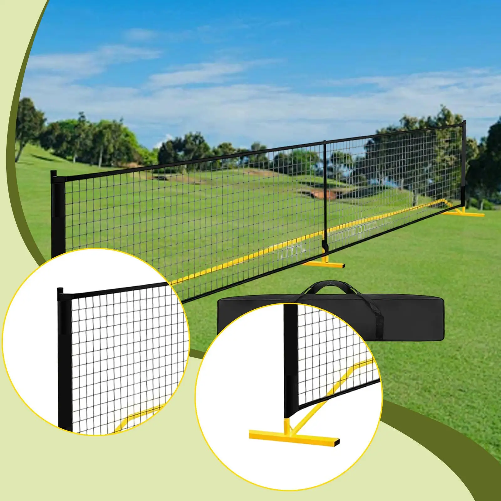 

Portable Pickleball Net Lightweight Detachable Equipment with Carry Bag Pickleball Net Set 22ft Regulation Size for Driveway