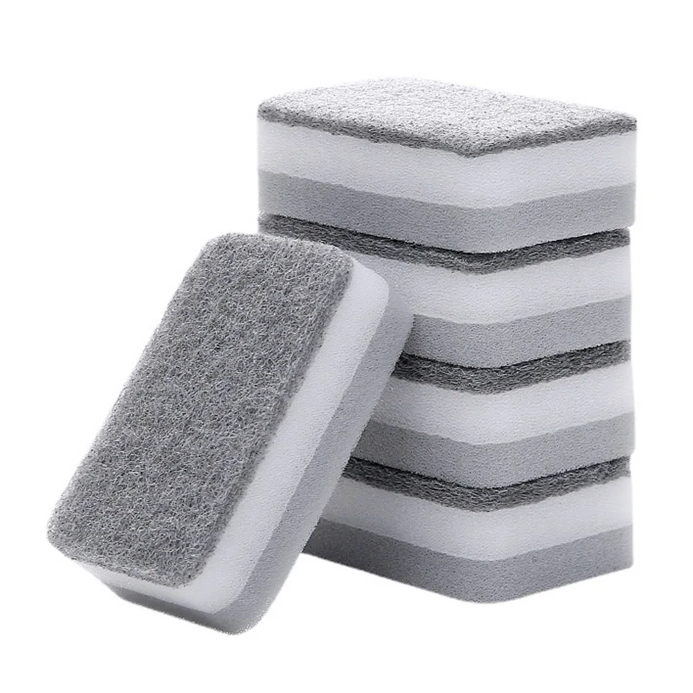 

Kitchen Scouring Pad 5pcs Set Reusable Dishwashing Sponge Double Sided Design for Quick and Effective Cleaning White and Gray