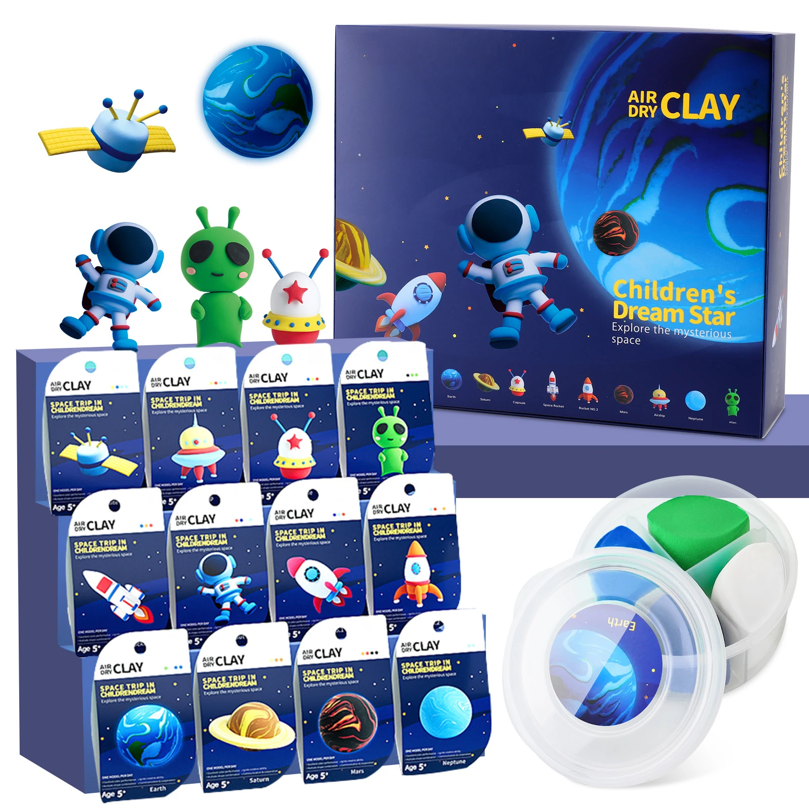 

Air Dry Clay Kit Creative Kids Modeling Clay Gift Kits with Tools Super Light DIY Soft Clay Toys for Girls Boys Animal Theme