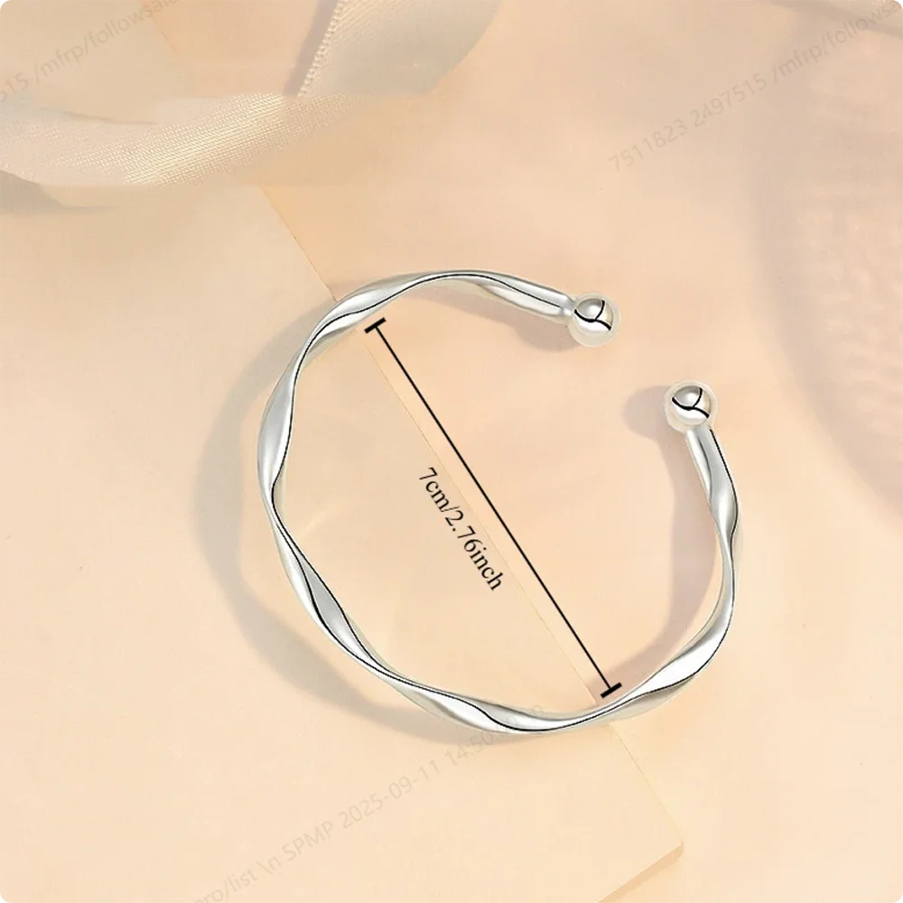 الفاخرة 925 الفضة الاسترليني رائعة الملتوية الإسورة المفتوحة للنساء، اكسسوارات مجوهرات الزفاف العصرية