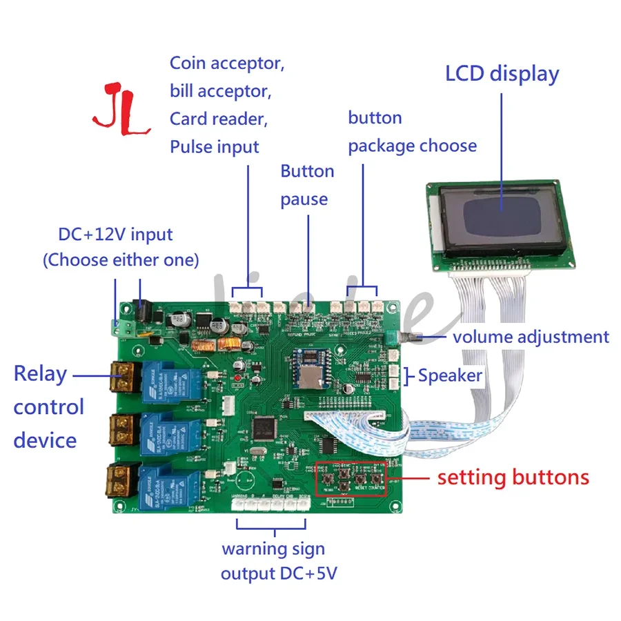 Auto Time Control Device JY-25 LCD Display Timer Board Coin Operated Bill Acceptor for Arcade Game Changer Water Washing Machine