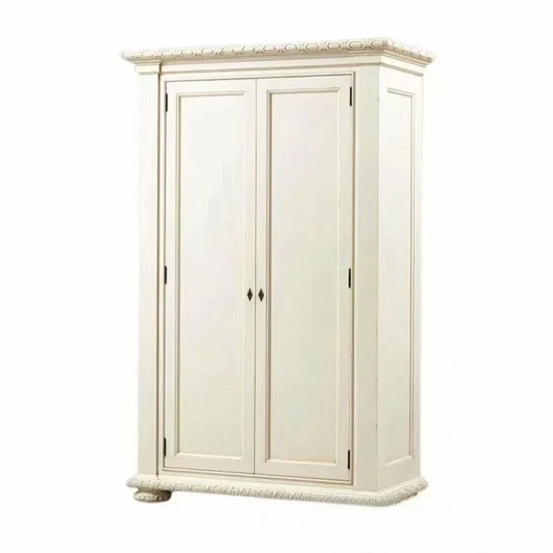 

American bedroom high-end creative solid wood wardrobe French engraved retro wardrobe
