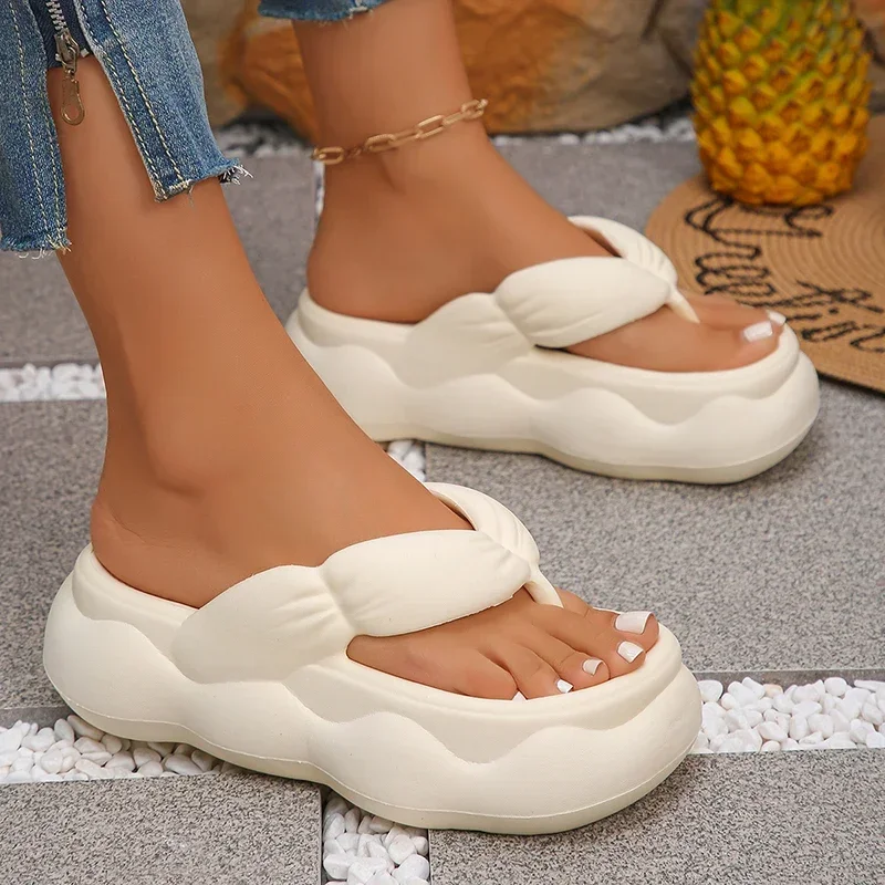 

Clip Toe Chunky Platform Sandals Women Beach Thick Sole EVA Flip Flops for Female Fashion Solid Color Wedge Heel Slippers