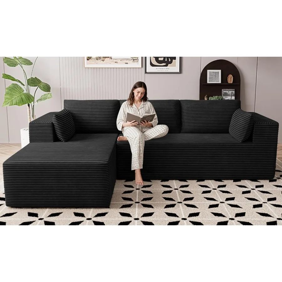 106" Cloud Sectional Boneless Couches for Living Room, Modular L Shaped Couch with Deep Seat Oversized Left Facing Chaise, Memo