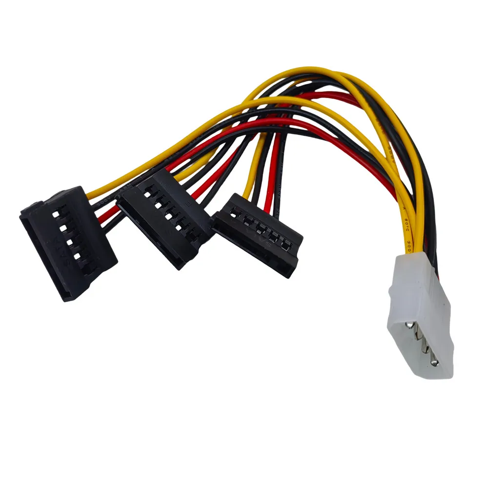 4Pin Molex to 3X Sata 15Pin Splitter Connector Power Supply Cable Adapter Male LP4 4 Pin IDE to HDD Hard Drive ATA Female Port