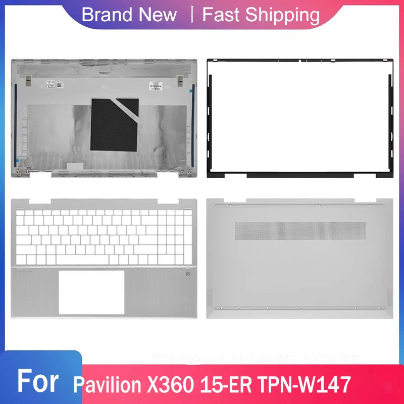 New Bottom Base Case For HP Pavilion X360 15-ER TPN-W147 Laptop LCD Back Cover Front Bezel  Palmrest Upper A B C D Shell Silver