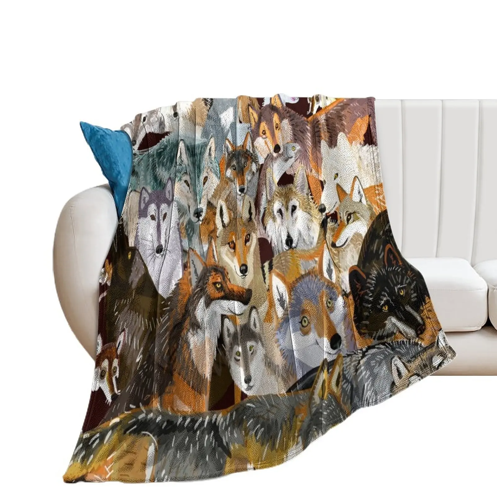 Wolves oclock Time to Wolf Throw Blanket Decoratives Decorative Sofa Blankets