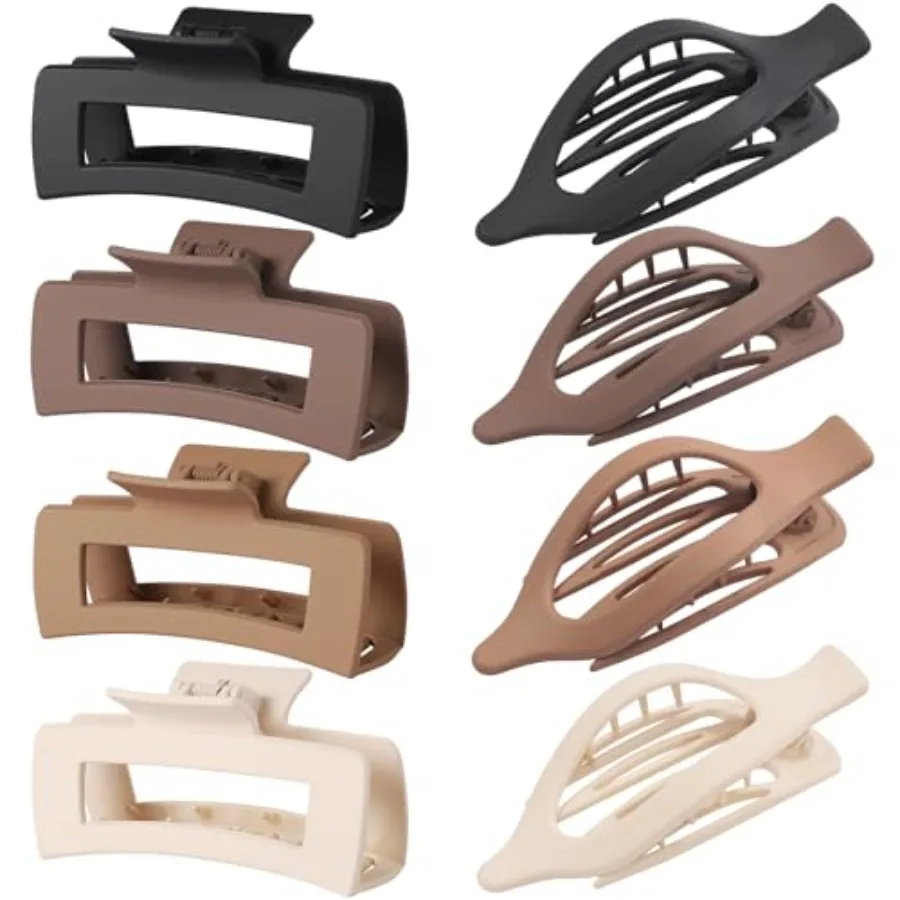 

Hair Clips for Women 4.3 Inch Large Hair Claw Clips 8 pcs Square Claw Clips Flat Hair Clips for Thick or Thin Hair French Conco
