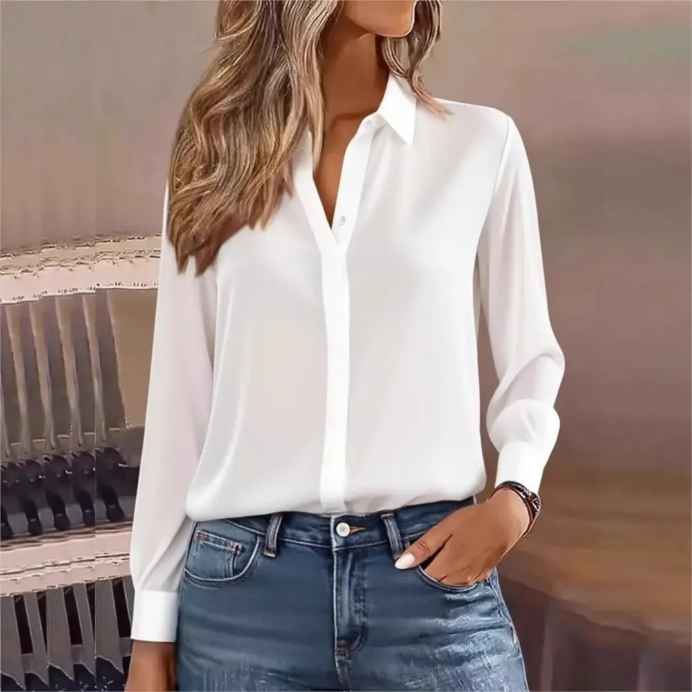 

New Autumn Long-sleeved Versatile Lapel Shirt For Women