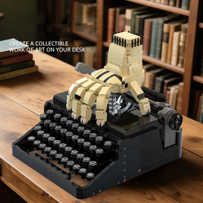 Idea Classic Hand Retro Typewriter Block Printer Construction Model Sets Building Brick Educational Toys Collection For Gifts